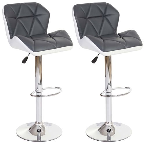 2x Tabouret De Bar Hamilton, Chaise De Comptoir, Bois, Similicuir, Rotatif   Gris
