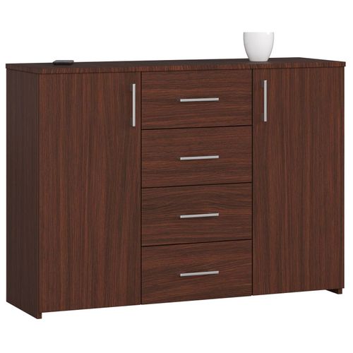 Commode Akord K45 Wengé 110 Cm 2 Portes 4 Tiroirs Façade Wengé 4 Étageres 110x35x80 Cm