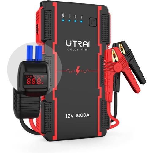 UTRAI Booster Batterie,¿Jstar Mini Voiture Portable Jump Starter 1000A  Demarreur de Voiture Moto (Jusqu¿à 6.0L Essence/4.5L Gazole)