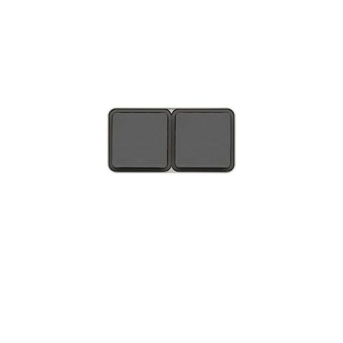 cubyko Prise double horizontale 2PT saillie gris IP55
