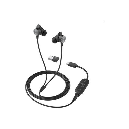 Logitech Zone Filaire Earbuds - Micro-casque - intra-auriculaire - filaire - jack 3,5mm - isolation acoustique - graphite - Certifié pour Microsoft Teams