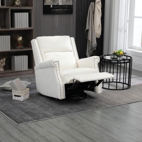 Fauteuil De Relaxation Pivotant À 360 Degrés, Hôtel, Chambre À Coucher, Bureau, Fauteuil De Loisir Lounge,Blanc