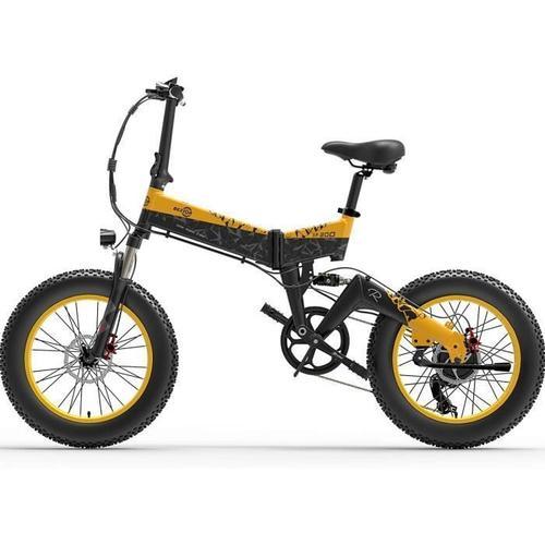 Vélo Électrique Pliant Bezior Xf200 20 Pouces Vtt Électrique Adulte 48v 15ah, Shimano 7 Vitesses-Noir Jaune