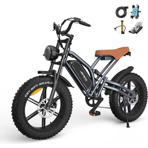 Jansno Vélo Électrique X50 750w Lg Batterie 48v14ah, E-Bike Tout Terrain De 20" Avec Pneu 4.0 Fat, Shimano 7 Vitesse, Tout-Suspendu