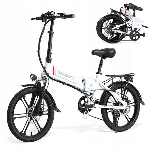 Samebike 20lvxd30-Ii Vélo Électrique E-Bike Cadre 17.5 Pouces Roue 20" Blanc 350w 35km/H 10.4ah 48v 80km