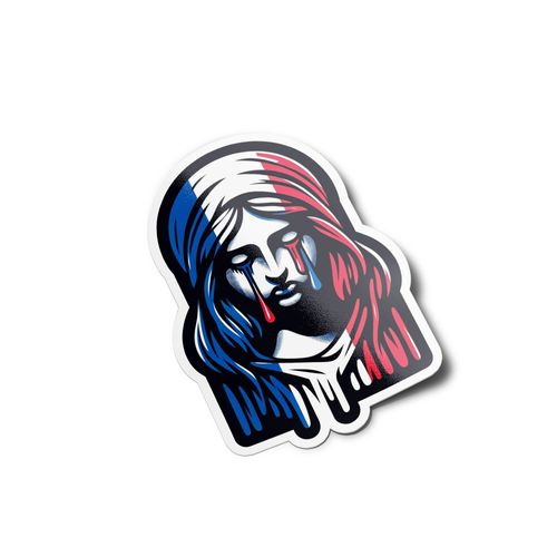 Pack X5 Stickers Autocollants Marianne Street Art Symbole Français Larmes De Sang Bleu Blanc Rouge Expression Artistique Moderne France 5x9cm
