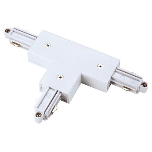Connecteur en T pour rail 1 allumage 230V, blanc, terre gauche