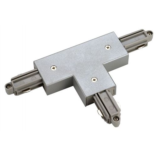 Connecteur en T pour rail 1 allumage 230V, gris argent, terre droite