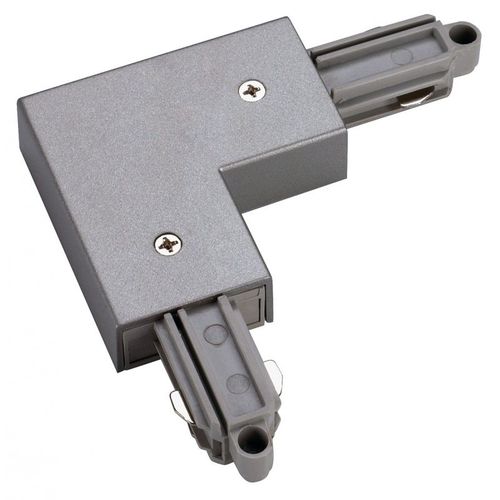 Connecteur 90° pour rail 1 allumage 230V, gris argent, terre extérieur