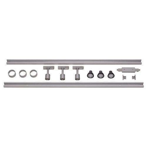 KIT rail 1 allumage PURI, gris argent, 2x1m, 3x PURI spot et sources L