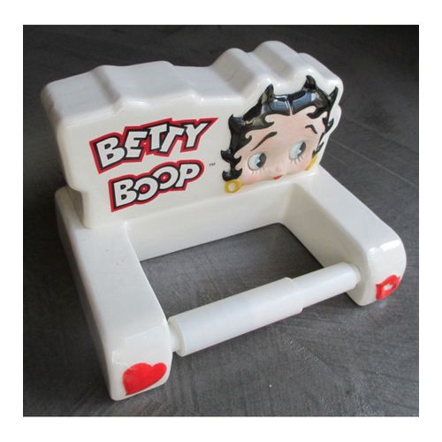 Support Rouleau Papier Wc Betty Boop Blanc Présentoir En Céramique