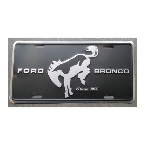 Plaque D'immatriculation Ford Bronco Cheval Noir Mat Tole Usa En Relief