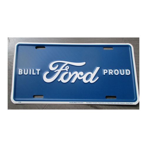 Plaque D'immatriculation Built Ford Proud Bleu Tole Usa En Relief