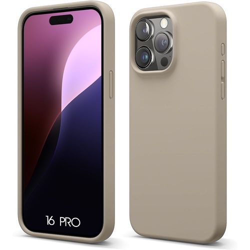Coque Pour Iphone 16 Pro - Protection Silicone Liquide Mat Antichoc Slim - Beige - E.F.Connection