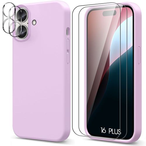 Coque Silicone Violet Pour Iphone 16 Plus Avec 2 Verres Trempés Et 2 Vitres Objectif Arrière - E.F.Connection