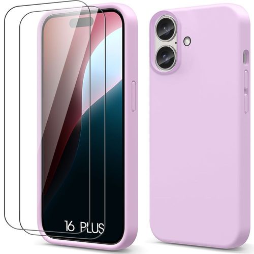 Coque + 2 Verres Trempés Pour Iphone 16 Plus - Protection Silicone Doux Ultra Slim Antichoc Violet - E.F.Connection