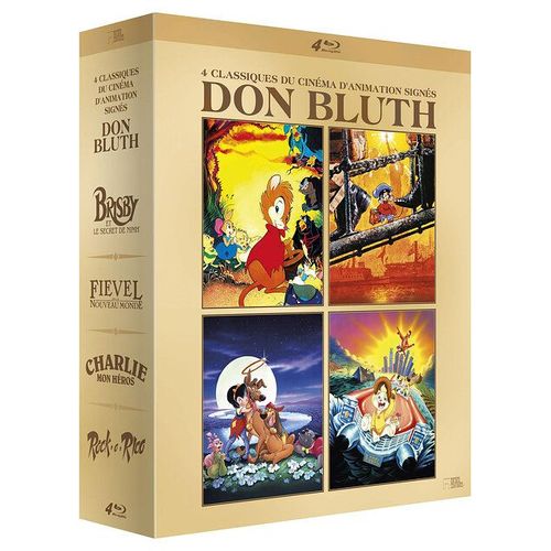 Don Bluth - Coffret 4 Films : Brisby Et Le Secret De Nimh + Fievel Et Le Nouveau Monde + Charlie Mon Héros + Rock-O-Rico - Blu-Ray