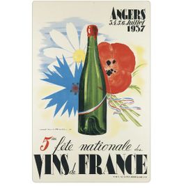 Affiche Angers 1937 Vin France
