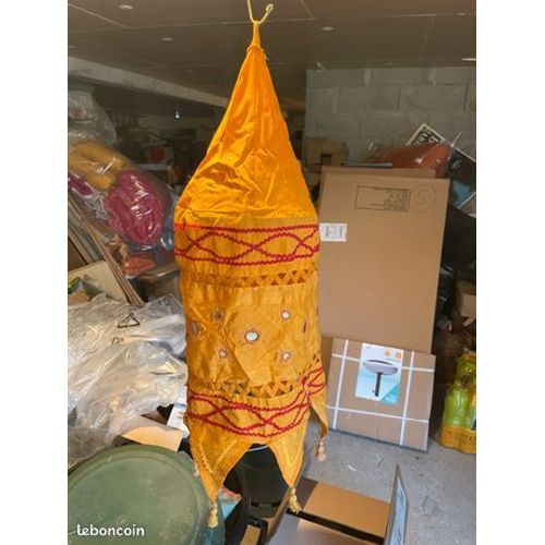 ABAT JOUR JAUNE ORANGE STYLE INDIEN EN COTON