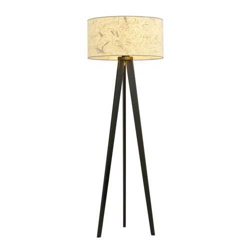 Emibig Aston Lampadaire Trépied Noir Avec Abat-Jour En Tissu Marron, 1x E27