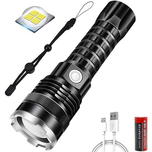 Lampe torche LED XHP70, torche portable rechargeable super lumineuse 12000  lumens lampe torche étanche zoomable 5 modes lampe de poche pour camping  randonnée pêche chasse