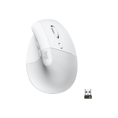 Logitech Lift for Business - Souris verticale - ergonomique - 6 boutons - sans fil - Bluetooth, 2.4 GHz - récepteur USB Logitech Logi Bolt - blanc cassé