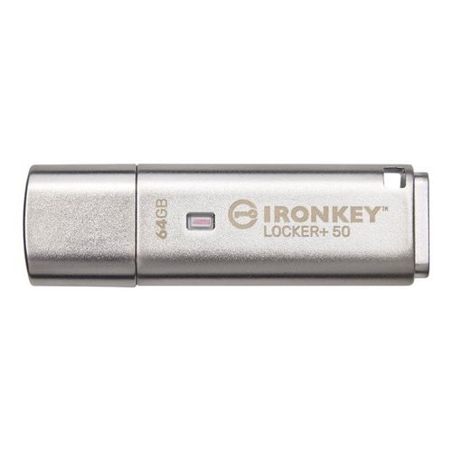 Kingston IronKey Locker+ 50 - Clé USB - chiffré - 64 Go - USB 3.2 Gen 1