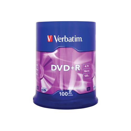 Verbatim - 100 x DVD+R - 4.7 Go 16x - argent mat - spindle