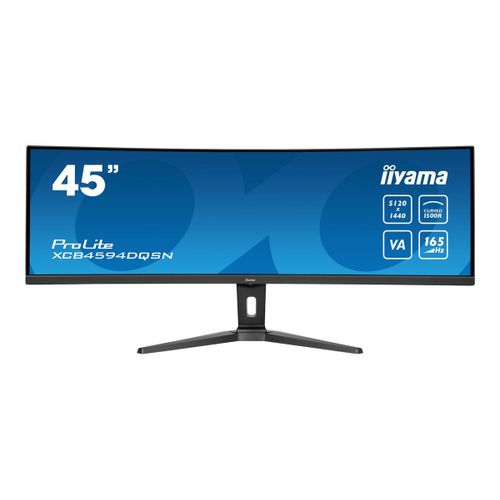 iiyama ProLite XCB4594DQSN-B1 - Écran LED - incurvé - 45" (44.5" visualisable) - 5120 x 1440 Dual Quad HD @ 165 Hz - VA - 450 cd/m² - 3000:1 - 0.8 ms - 2xHDMI, DisplayPort, USB-C - haut-parleurs...