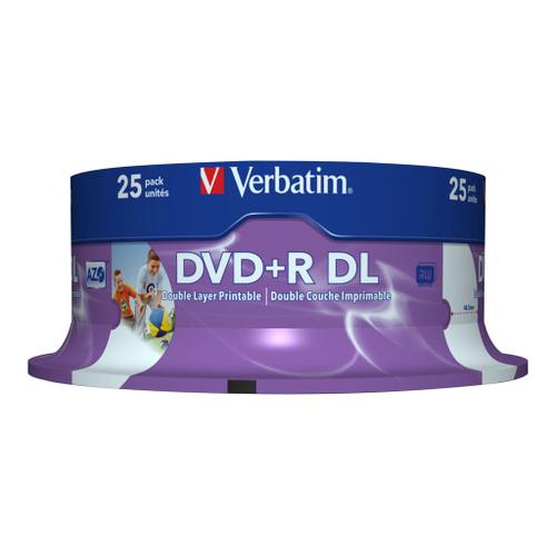 Verbatim - 25 x DVD+R DL - 8.5 Go 8x - surface imprimable large - spindle