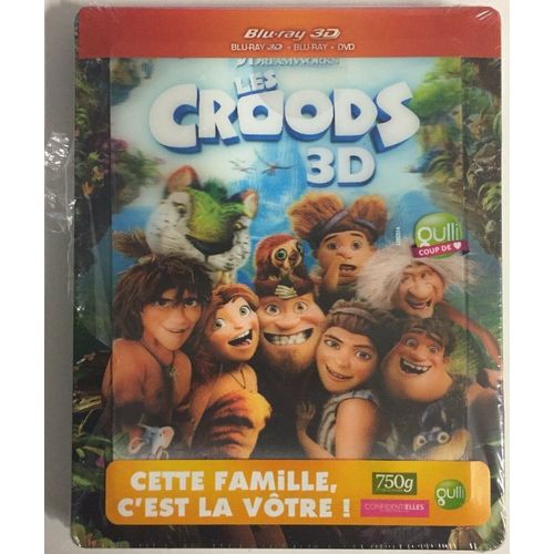 Les Croods - Combo Blu-Ray 3d/2d + Dvd 2d + Flyer + Le Magnet De "Croods" - Édition "Lenticulaire" France Boîtier Steelbook 3 Discs -