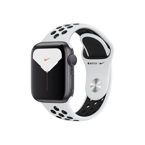 Apple Watch Nike Series 5 (Gps) - Boitier 40 Mm Aluminium Argenté Avec Bracelet Sport Nike Platine Pure/Noir