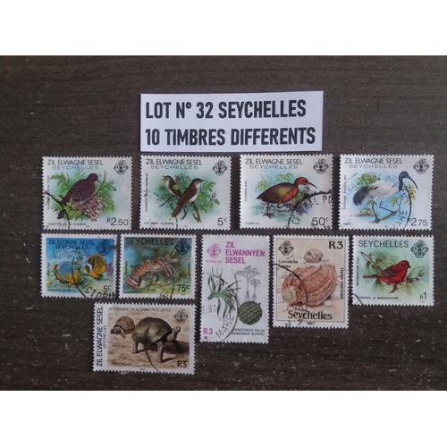 Lot 32 Seychelles 10 Timbres Différents