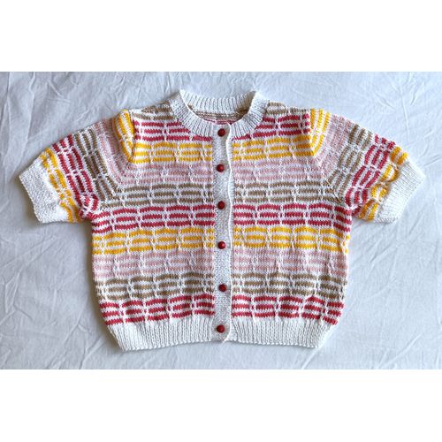 Gilet Multicolore Manches Courtes. Fait Main. Laine. Taille 4 Ans