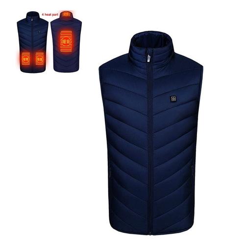 couleur bleu 4 chaleur taille XXXL Veste chauffante électrique pour homme et femme, manteau Intelligent, chargement USB, vêtements chauds thermiques, gilet chauffant d'hiver