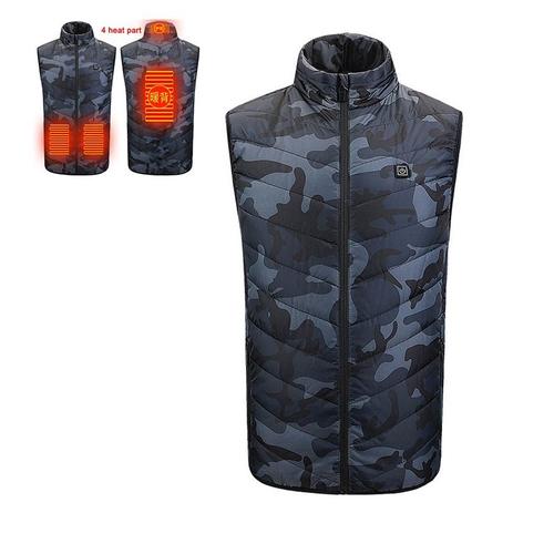 couleur camouflage 4 heat taille S Veste chauffante électrique pour homme et femme, manteau Intelligent, chargement USB, vêtements chauds thermiques, gilet chauffant d'hiver