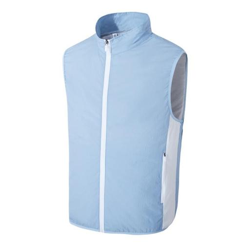 couleur Bleu clair taille XXXL Gilet d'été avec ventilateur rafraîchissant USB pour hommes et femmes, veste de climatisation intelligente, vêtements d'extérieur, protection solaire, pour la pêche et la randonnée