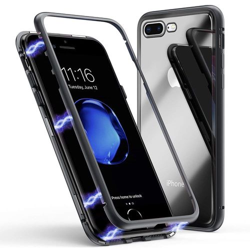 Coque Pour Iphone 7 / Iphone 8 - Coque Magnetique Noir Housse Etui 360 Integral Full Protection Metal Film Vitre Ecran Ultra Resistant [Phonillico]