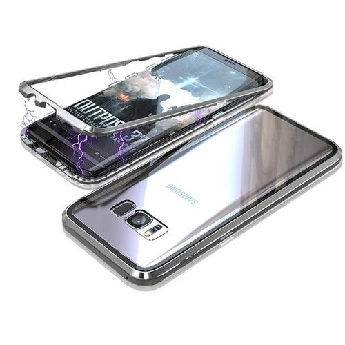 Coque Pour Samsung Galaxy S8 Plus - Coque Magnetique Argent Housse Etui 360 Integral Full Protection Metal Film Vitre Ecran Ultra Resistant [Phonillico]