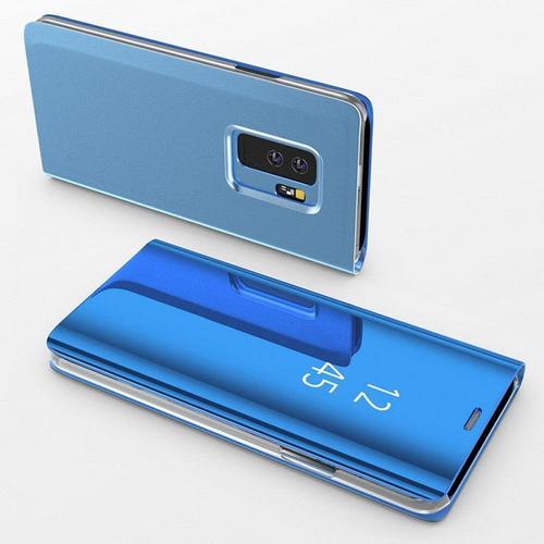 Coque Rabat Miroir Bleu Pour Samsung Galaxy A50 - Coque Housse Etui Case Protection Clear View [Phonillico]
