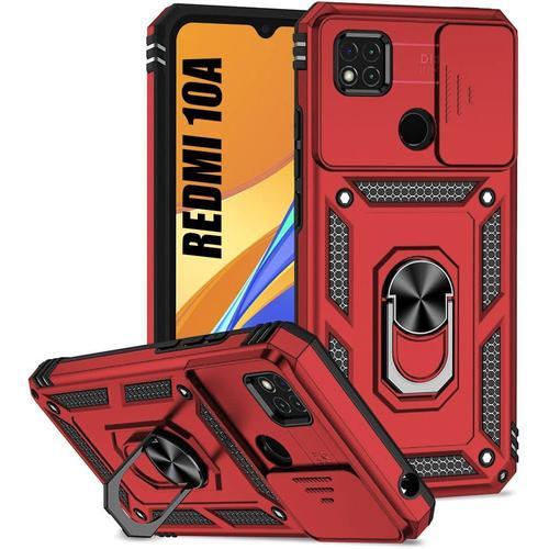 Coque Pour Redmi 10a Rouge Antichoc Rigide Anti-Rayures Protection Camera Anneau Arriere - E.F.Connection