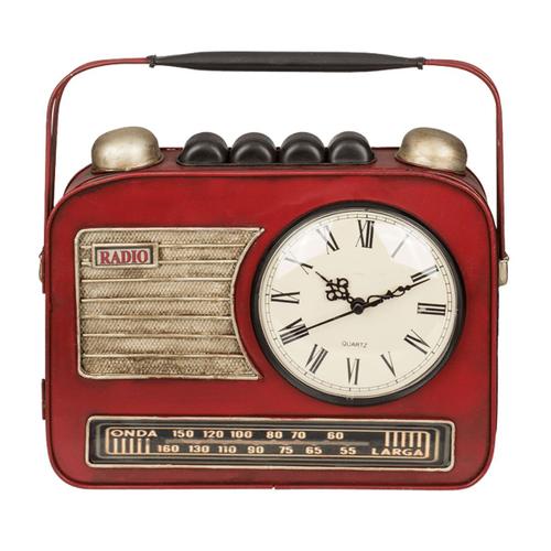 Boîte à clefs Poste radio avec horloge rouge Vintage