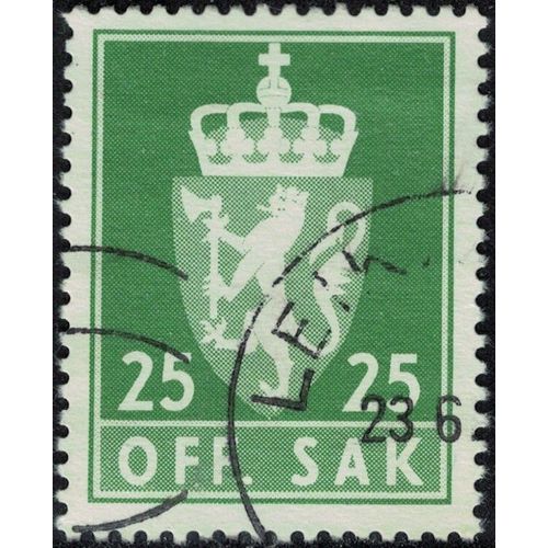 Norvège 1975 Oblitéré Used Armoiries Off. Sak 25 Ore Lion Héraldique Y&t No S71 Su