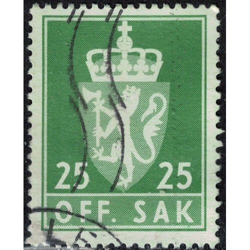 Norvège 1975 Oblitéré Used Armoiries Off. Sak 25 Ore Lion Héraldique Y&t No S71 Su