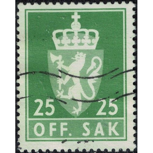 Norvège 1975 Oblitéré Used Armoiries Off. Sak 25 Ore Lion Héraldique Y&t No S71 Su