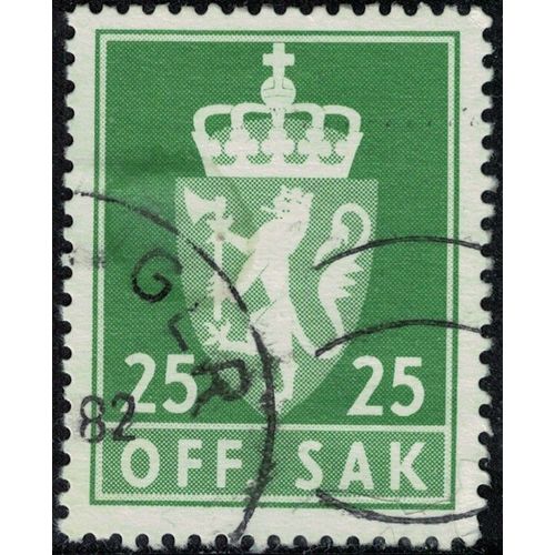 Norvège 1975 Oblitéré Used Armoiries Off. Sak 25 Ore Lion Héraldique Y&t No S71 Su