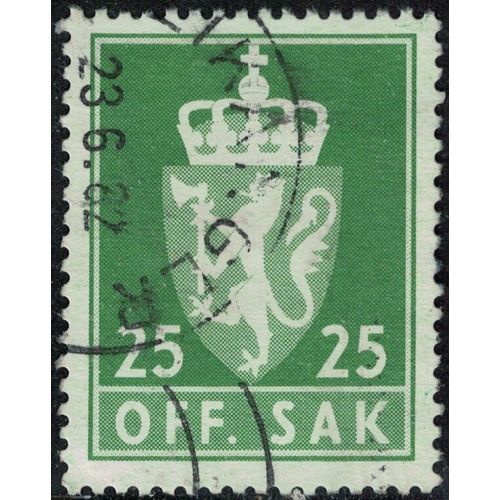 Norvège 1975 Oblitéré Used Armoiries Off. Sak 25 Ore Lion Héraldique Y&t No S71 Su