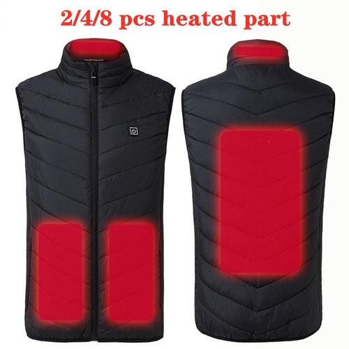 couleur 4 Zones Noir taille XL Gilet chauffant USB 17 zones pour femme et homme, vêtement épais, garde la chaleur à l'extérieur, pour Couple, hiver