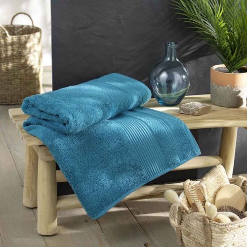 Drap De Bain "Tendresse" 90x150cm Bleu Paon