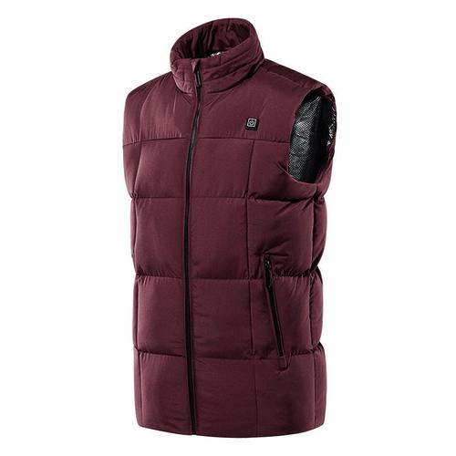 couleur Bordeaux taille L Veste intelligente chauffante sans manches pour homme et femme, gilet de grande taille, chauffant, pour la chasse en plein air, 9 zones